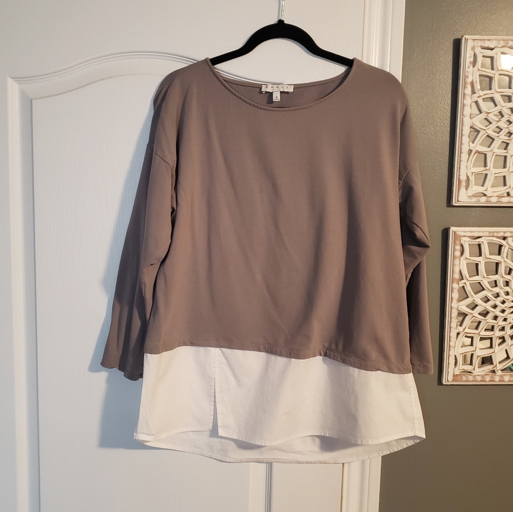 Chaus New York Layered Sweater & Shirt Top